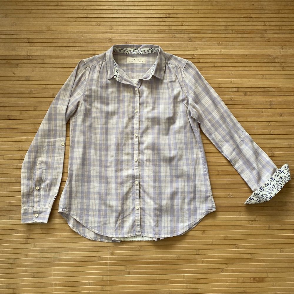 Isabella Sinclair Plaid Button Down With Lace Ins… - image 1